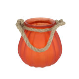 Glass Pumpkin Vase with Rope Handle