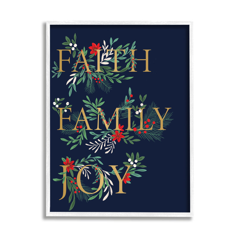 Faith Family Joy Text Traditional, H 20 po x l 16 po, Giclée encadrée blanc bord de mer