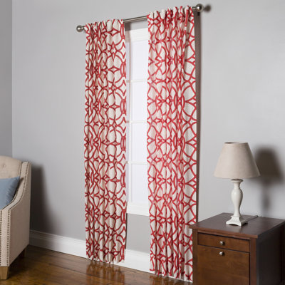Gestel 100% Cotton Light-Filtering Geometric Curtain Panel with Rod Pocket Top and Hidden Back Tabs 