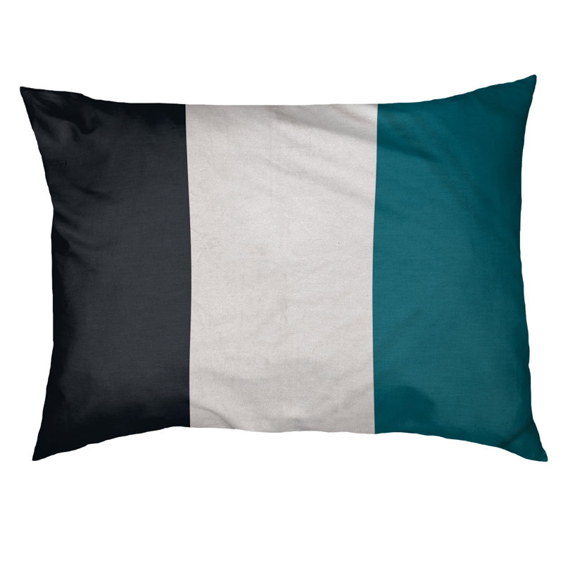 Oreiller Oklahoma, Grand (l 40 po x P 30 po x H 6,5 po), Noir / Blanc / Bleu sarcelle