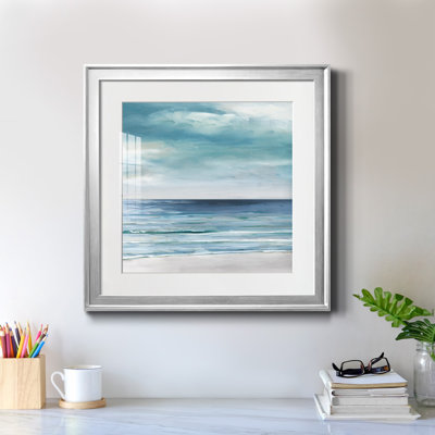 Blue Silver Shore II - Picture Frame Painting Print on Paper