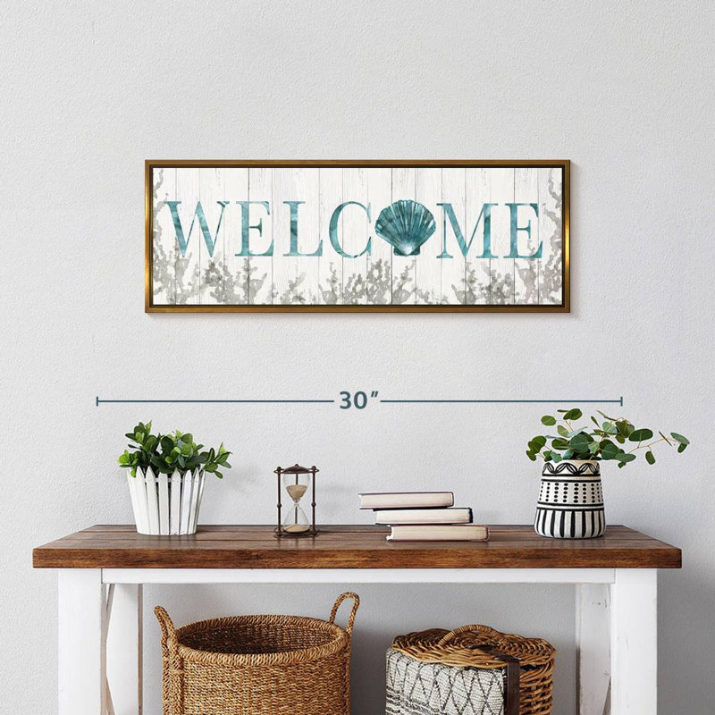 Plaque murale «Welcome Shell», 25 po x 9 po, Floating Frame Gold