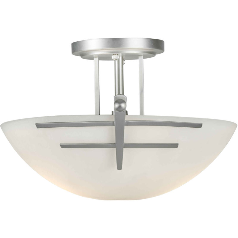 Rolling Hills Glass Semi Flush Mount, Brushed Nickel / Satin Opal