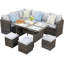 Ensemble de canapé modulaire en rotin 7 pièces avec coussins 7 pièces Pe Rattan Wicker-2005198578