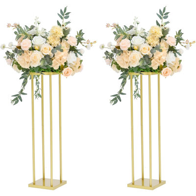 Support à fleurs doré de 80 cm (31,5 pouces) en métal, colonne pour arrangement floral