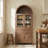 72" Arched Top Display Cabinet With Plastic Doors, Vintage Freestanding Bookshelf With Drawer & Storage, Walnut-70331745