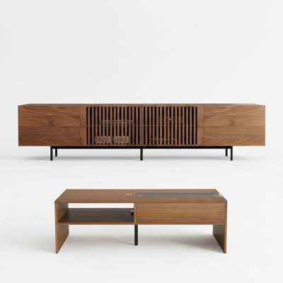 Meuble télé et table basse style Mid-Century moderne (ensemble de 2)