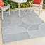 Tapis d'intérieur / extérieur à rayures géométriques bleu clair / crème Anaelisa-912221390