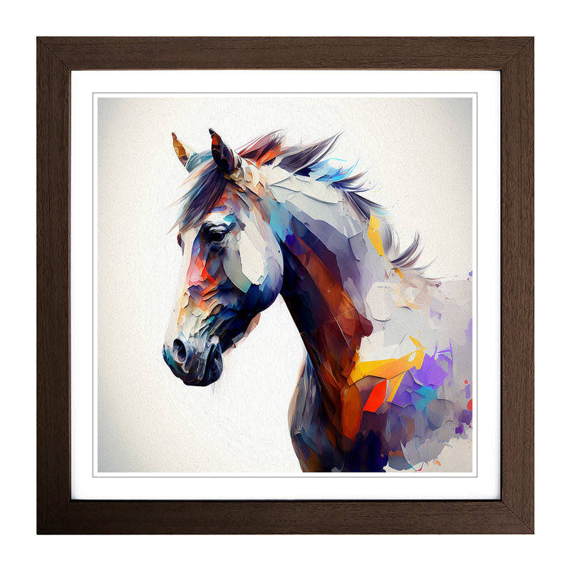 Pony Abstract - Single Picture Frame Print on Wood, Walnut