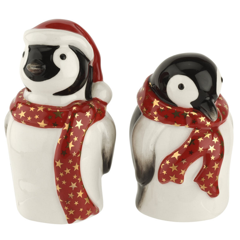 Spode Christmas Tree Salt & Pepper Set, Mr & Mrs Penguin Winter Themed Shakers, Holiday Table Décor, Festive Home Accents, Stocking Stuffer Gifts, Seasonal Kitchenware