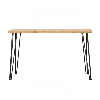 Table de canapé naturelle et noire matte avec pieds en épingle à cheveux