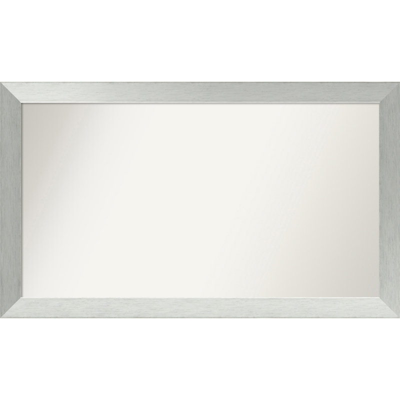 Miroir de salle de bain mural en argent brossé sans cadre, Rectangle, 26 po x 44 po