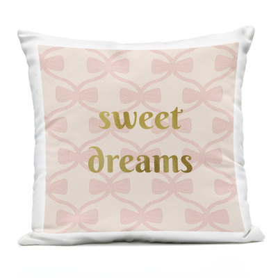 Pastel Bows & Sweet Dreams Design by Sazerelli Designs Outdoor Printed Pillow