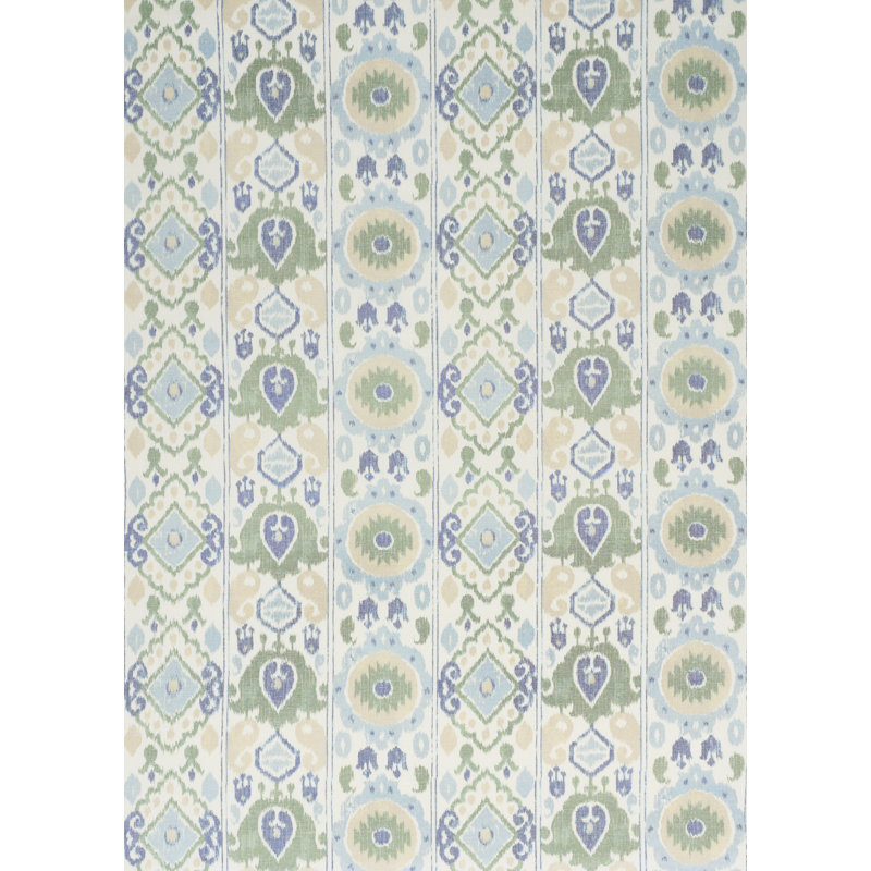 Elizia Ikat Fabric, Green/Blue