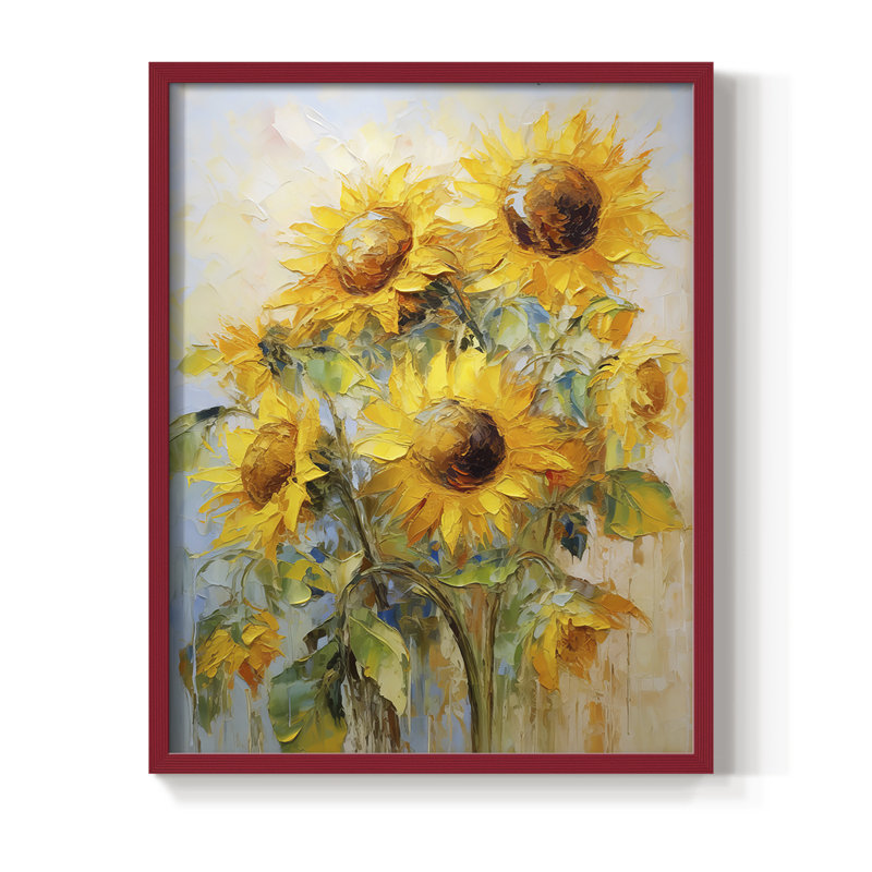 Série FLORAL CDXLVI - Impression encadrée de qualité supérieure - Prêt à être accroché - Aucun clou requis, Cadre rouge