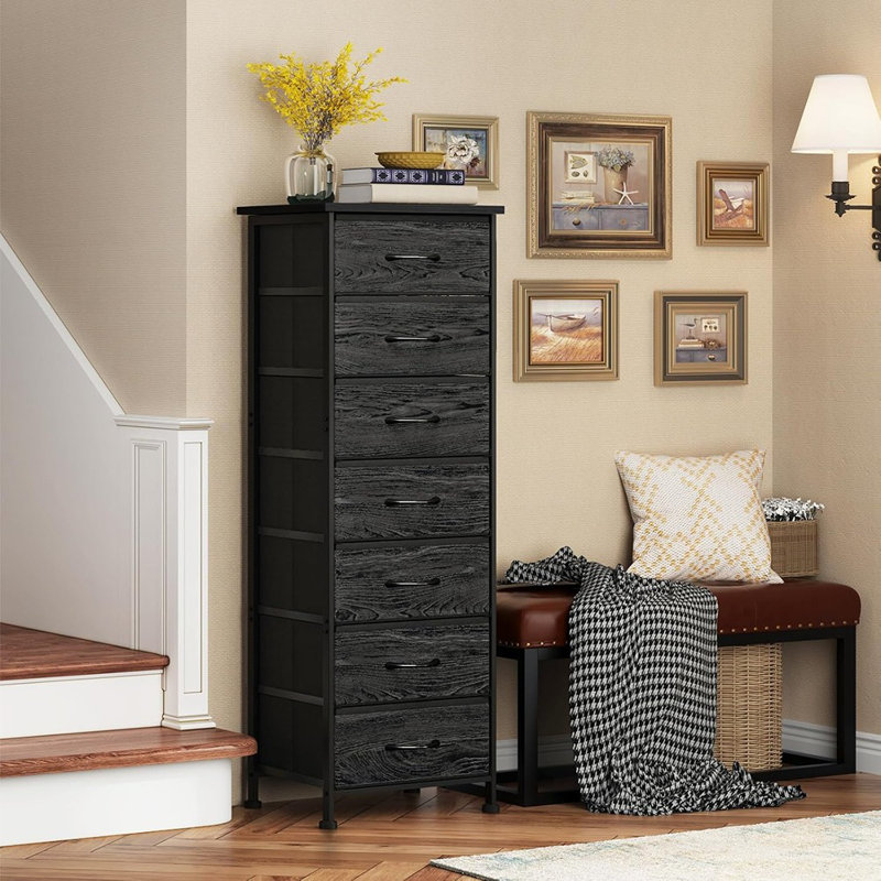 Commode haute en chêne noir Fixwal pour chambre à coucher, commode de rangement ...