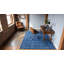 Tapis bleu traditionnel en laine noué à la main 4 pi x 6 pi avec motif médaillon traditionnel azur