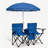 Folding Outdoor Chair Set for 2 with Umbrella for Beach Lawn and Camping