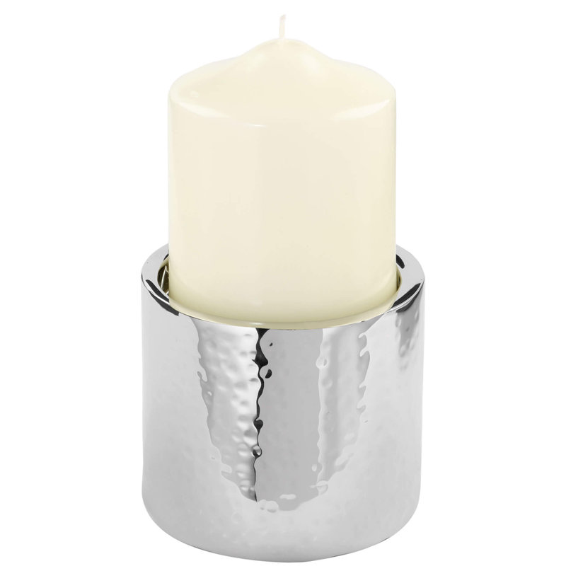 Sobrio Stainless Steel Candlestick, 18cm H x 10cm W x 10cm D
