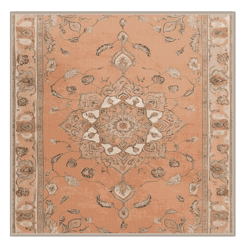 Machine Washable Tabriz Brown Area Rug, Carré 3 pi
