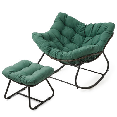Chaise berçante de patio avec repose-pieds