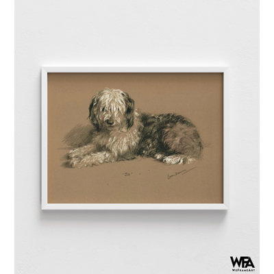 Vieille reproduction de berger anglais, reproduction d'art, affiche murale antique, cadeaux mignons