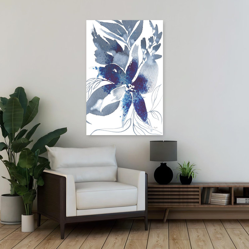 Beauté de l'art abstrait bleu contemporain, H 36 po x l 24 po
