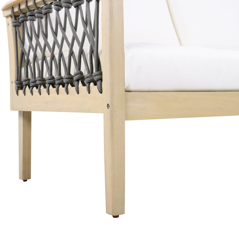 Outdoor Acacia Wood Loveseat & Coffee Table Set, DARK GREY