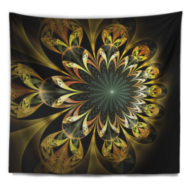 Tapisserie fleur abstraite numérique foncé, H 32 po x l 39 po