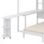 Lit mezzanine double en bois avec bureau, organisateur de chevet, canapé et système d'éclairage-347367476