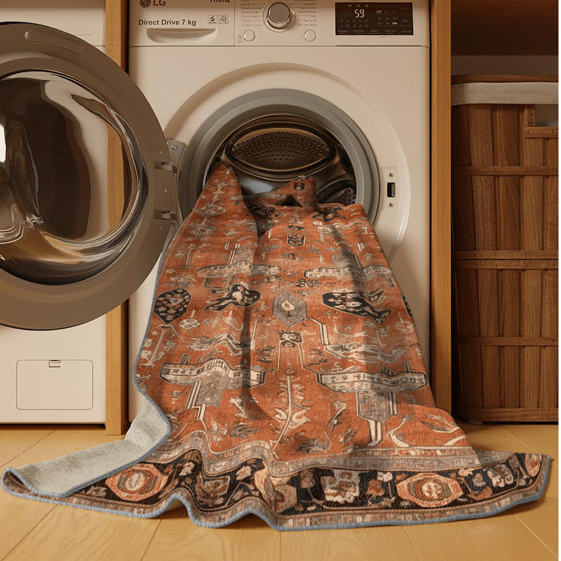 Tapis brun lavable à la machine, Carré 3 pi