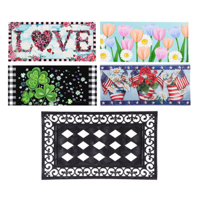 Sassafras 5 Piece Insert Mat Set with 4 Spring and Summer Inserts and 1 Rubber Frame