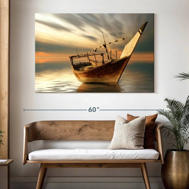 Mehar Boat In Sunset, 34" H x 51" W