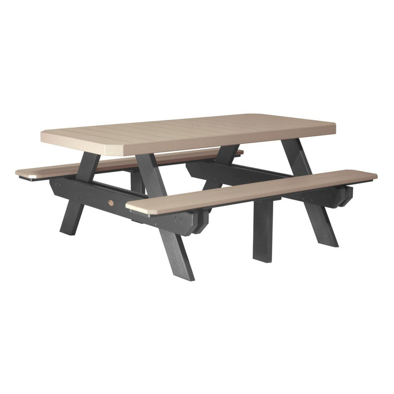 Table de pique-nique Puchta, Noir, Bois vieilli