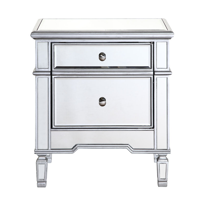 Commode d'appoint 2 tiroirs Caila, Argent