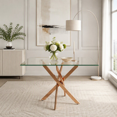 47.24-Inch Rectangular Glass Dining Table with Legs
