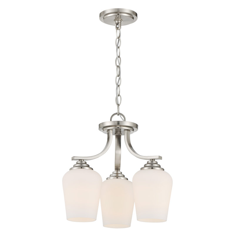 Arbra Glass Semi Flush Mount, Brushed Nickel, White