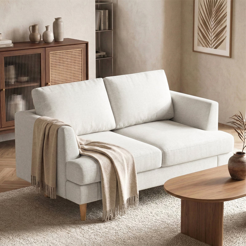Yannel Upholstered 56'' Loveseat, Ivory