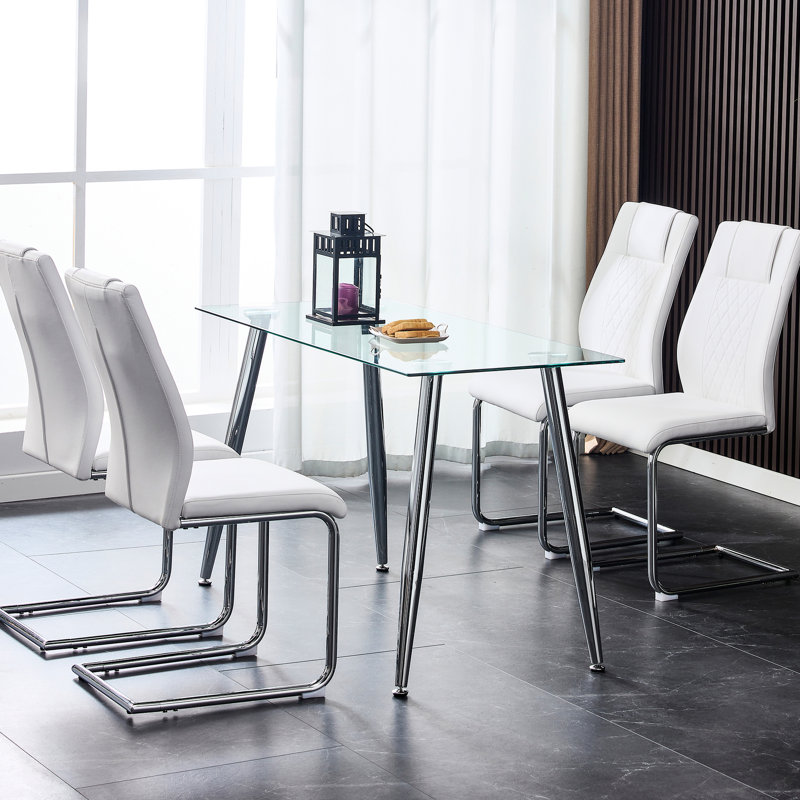 Chaises de salle à manger avec siège rembourré en similicuir et chaises rembourrées