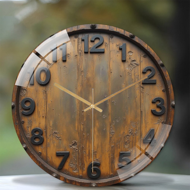 Horloge murale rétro en bois rustique rétro 12 po