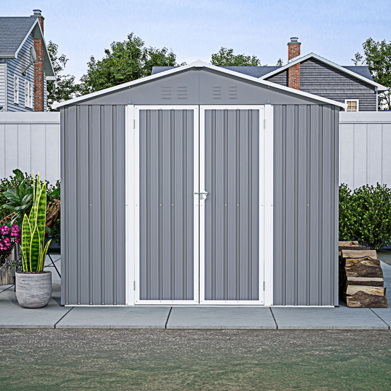 Remise de rangement extérieure avec portes verrouillables, Gris clair