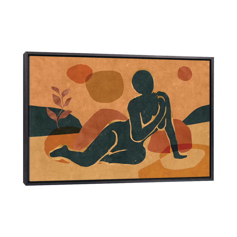 «Woman Resting in the Nature II» par Maximiliano Casal - reproduction d'art, Toile avec cadre noir patiné, Pas de tapis