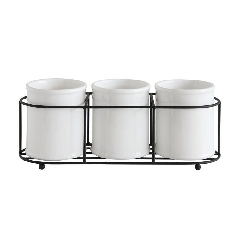 Danard Metal Rectangle Flatware Caddy, White