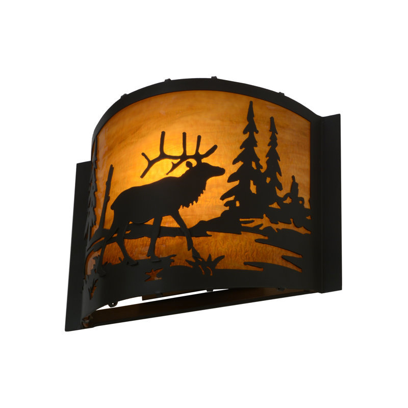 Rustic Lodge 1 - Light Flush Mounted Sconce, Timeless Bronze, Timeless Bronze/Honey Wispy