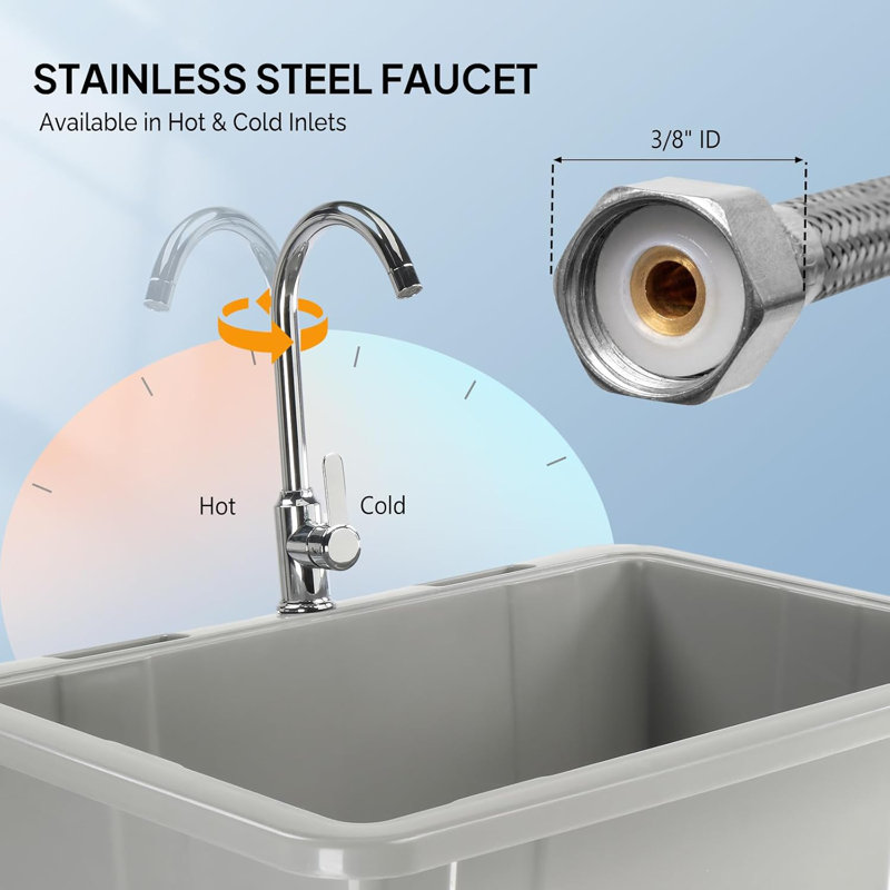 Cuve à lessive utilitaire avec robinet et tablette, Gris