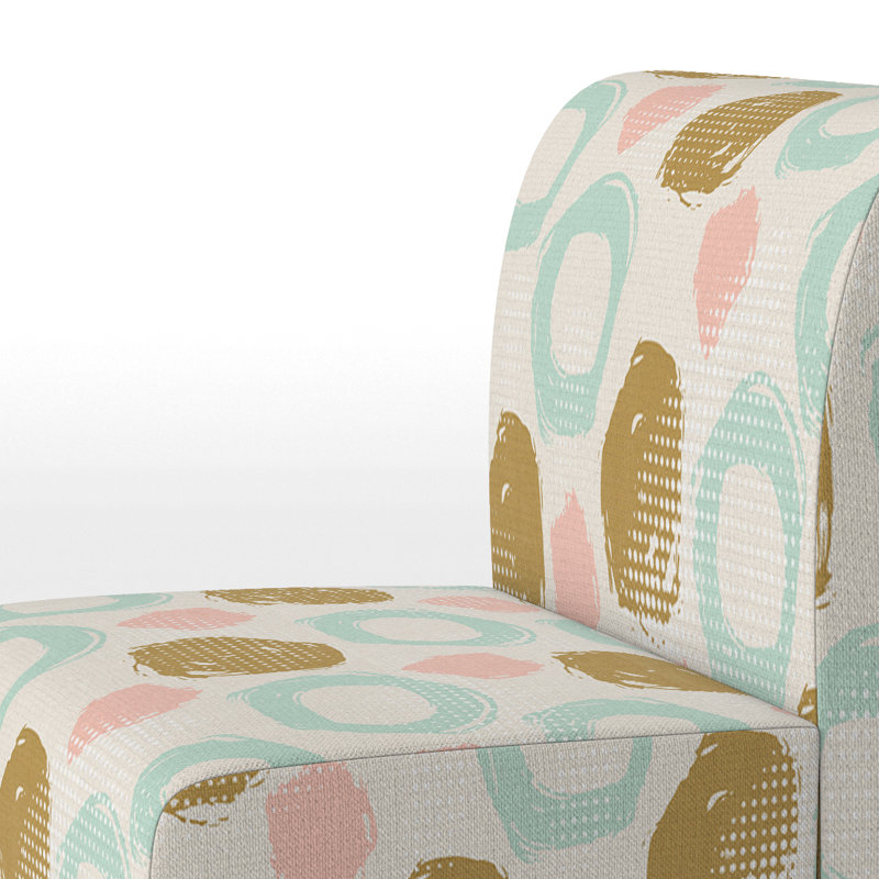 Fauteuil de chambre d'appoint à motif crème et doré à pois abstraits