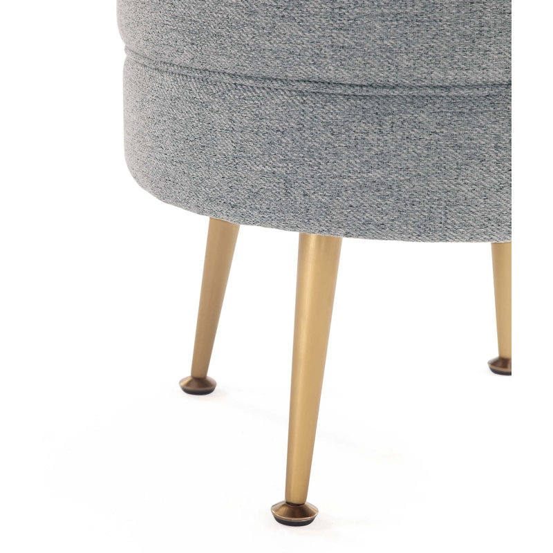 Luker Upholstered Ottoman, Gray, Gold