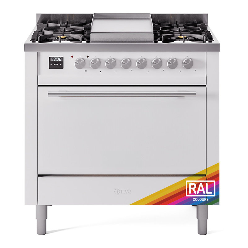 ILVE Professional Plus II 36 in Dual Fuel Range, Natural Gas, Ral Classic/Stainless Steel
