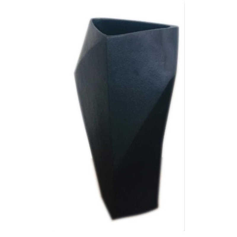 Vase de table en aluminium Egremt, H 14 po x l 8 po x P 6,5 po, Noir