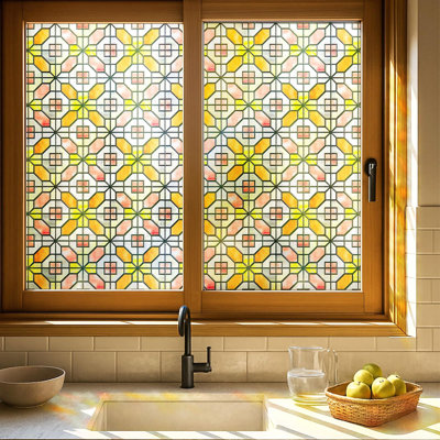 Film de vitrail 3D, commande de grille de film d'intimité pour fenêtre décorative